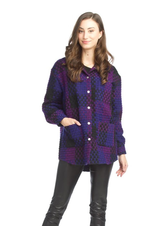 Papillon Tweed Shacket In Purple
