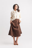 Papillon Velvet Tiered Skirt Brown