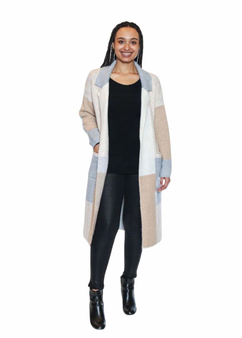 Papa Fashions Coat Sweater Grey Colour Block