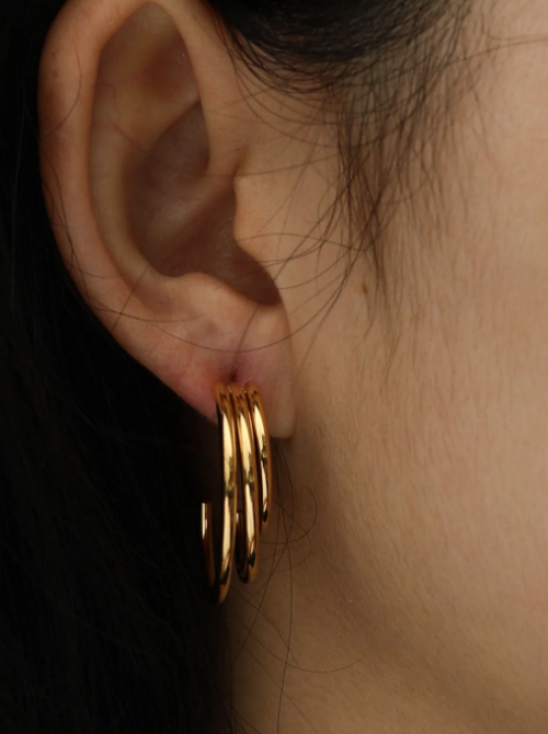 Hackney Nine Ailsa Triple Hoop Gold