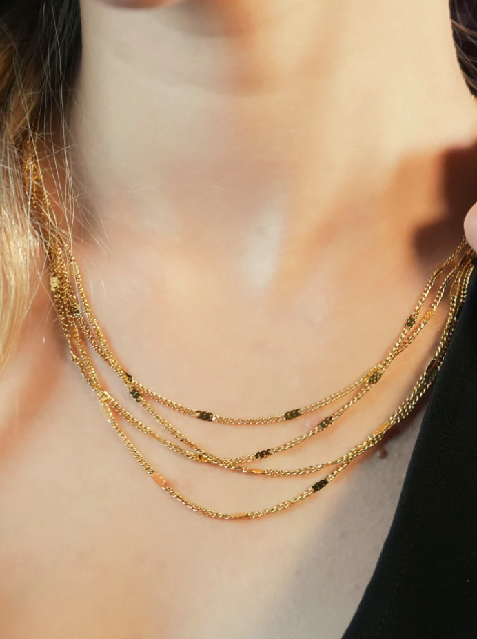 Hackney Nine Moria 4 Strand Necklace Gold