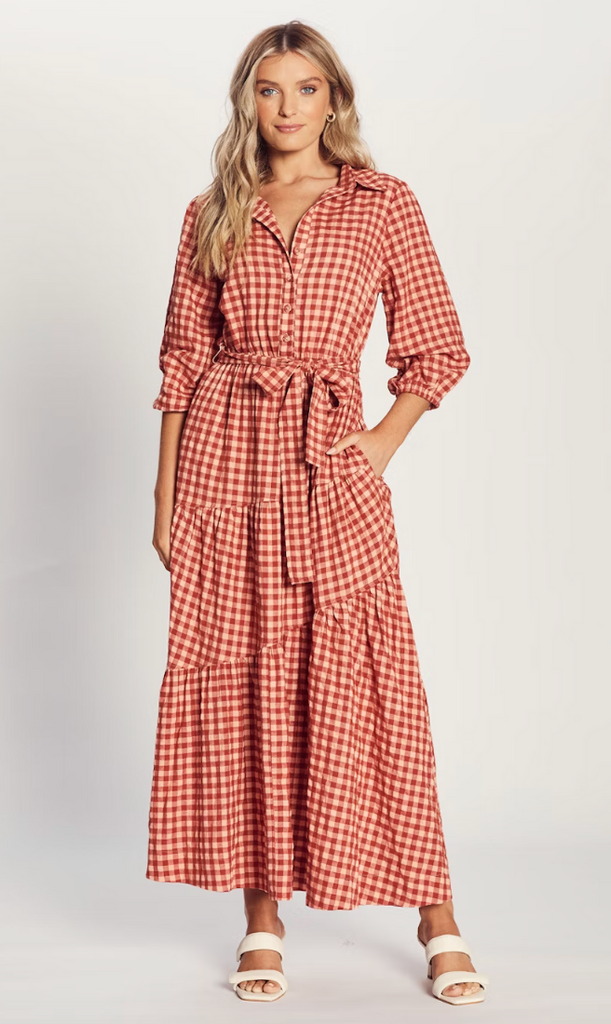 We Are The Others Layer Shirt Dress Rust