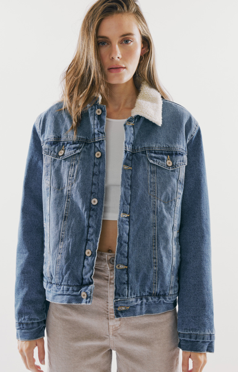 KanCan Sonny Denim Sherpa Jacket