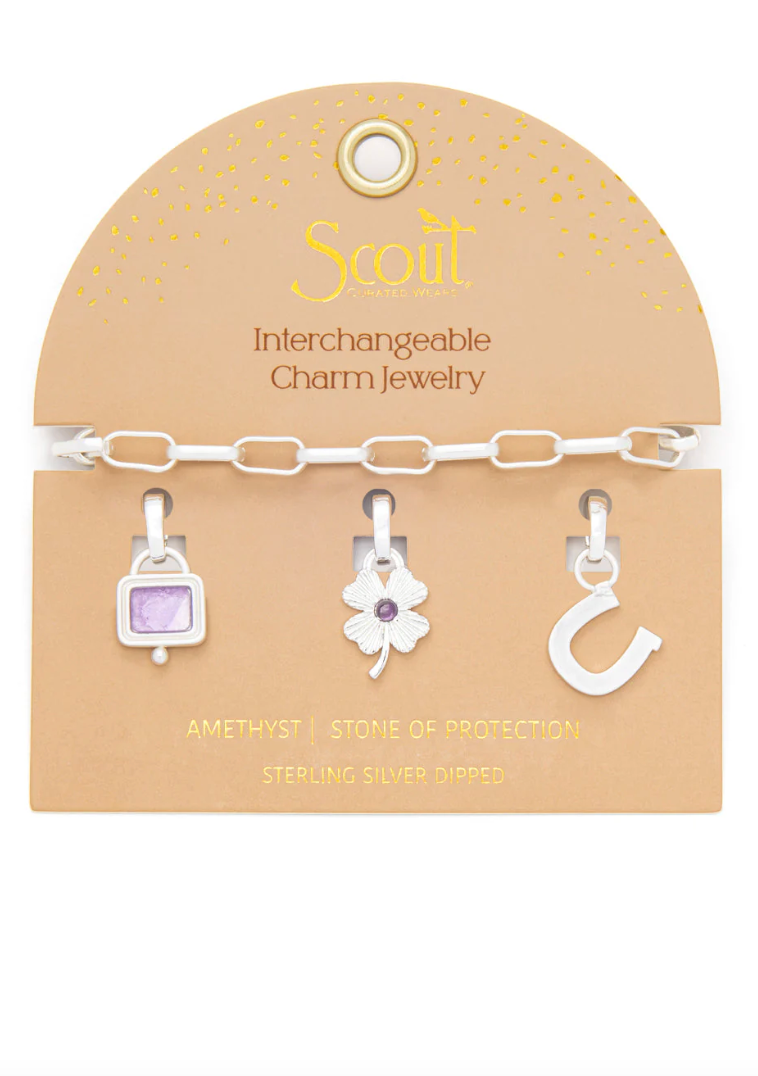Scout Interchangeable Charm Bracelet Amethyst Silver