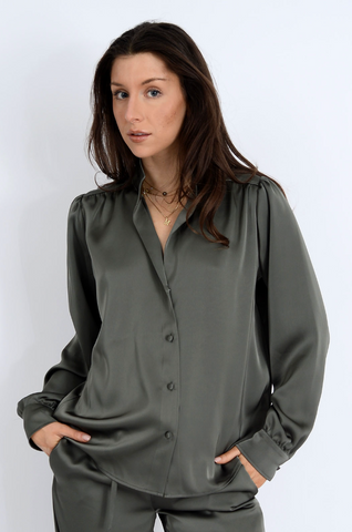 RD Style Balicia Button Blouse Ivy Green