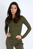 RD Style Roxi Long Sleeve Rib Top Olive