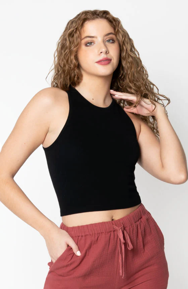 Cest Moi Bamboo Rib Tank Black