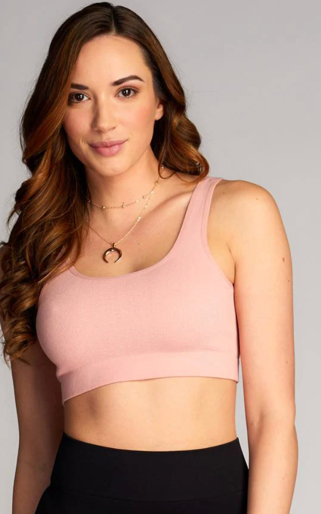 Cest Moi Ribbed Bralette In Blush