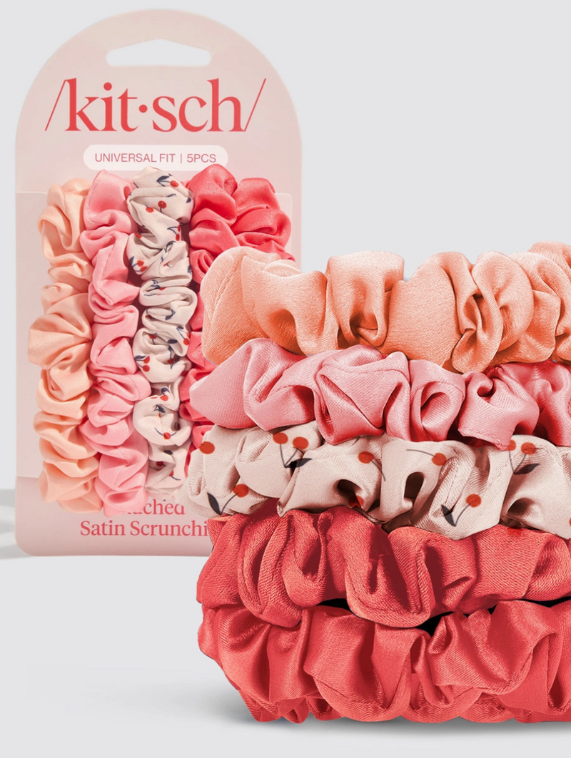 Kitsch Satin Scrunchie Set Cherry Blossom