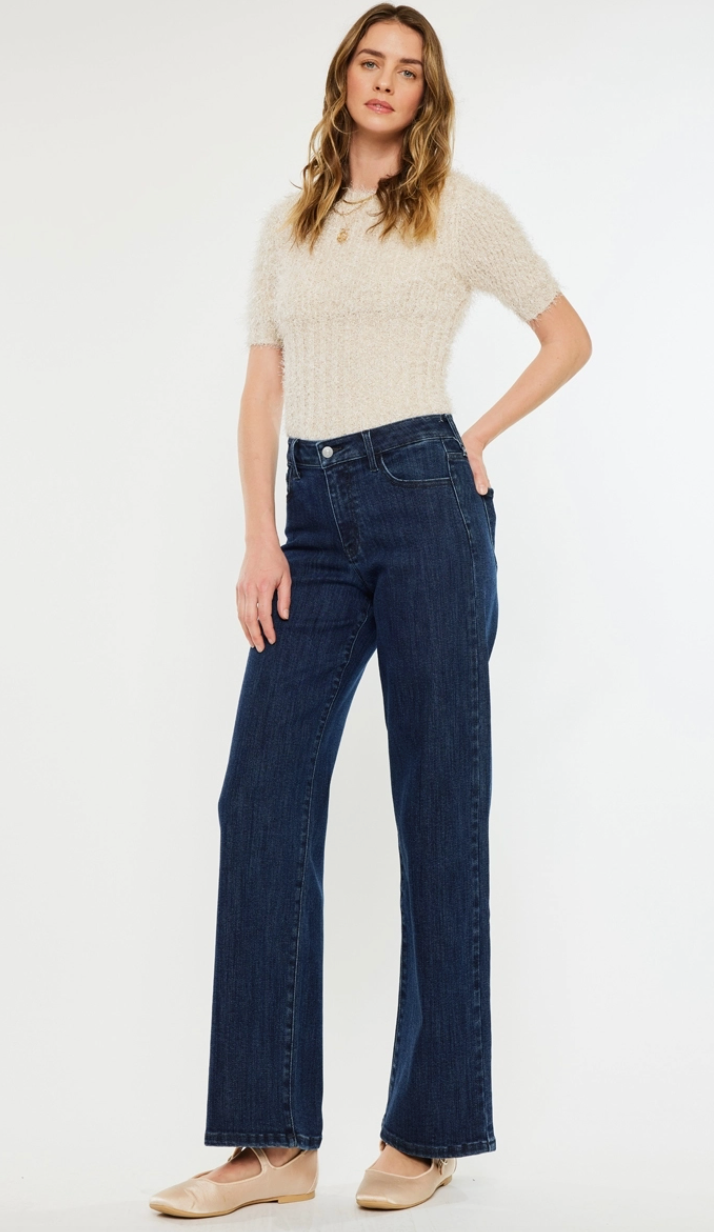 KanCan Marley High Rise Wide Leg Dark Wash