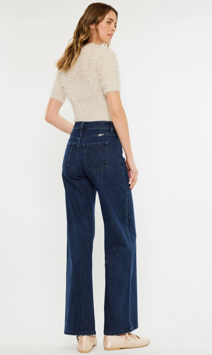 KanCan Marley High Rise Wide Leg Dark Wash