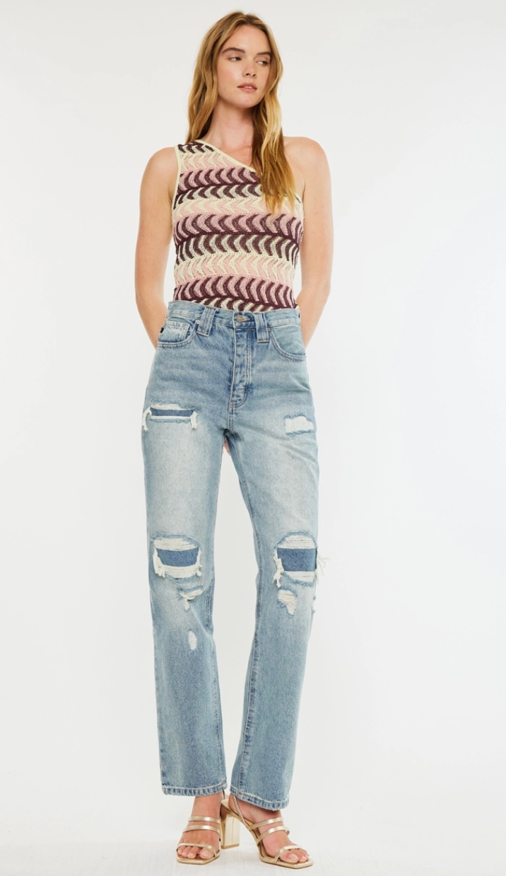 KanCan Karine Ultra High Rise 90s Straight Med Wash