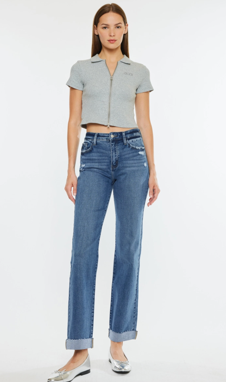 KanCan Trinity High Rise True Straight Dark Wash