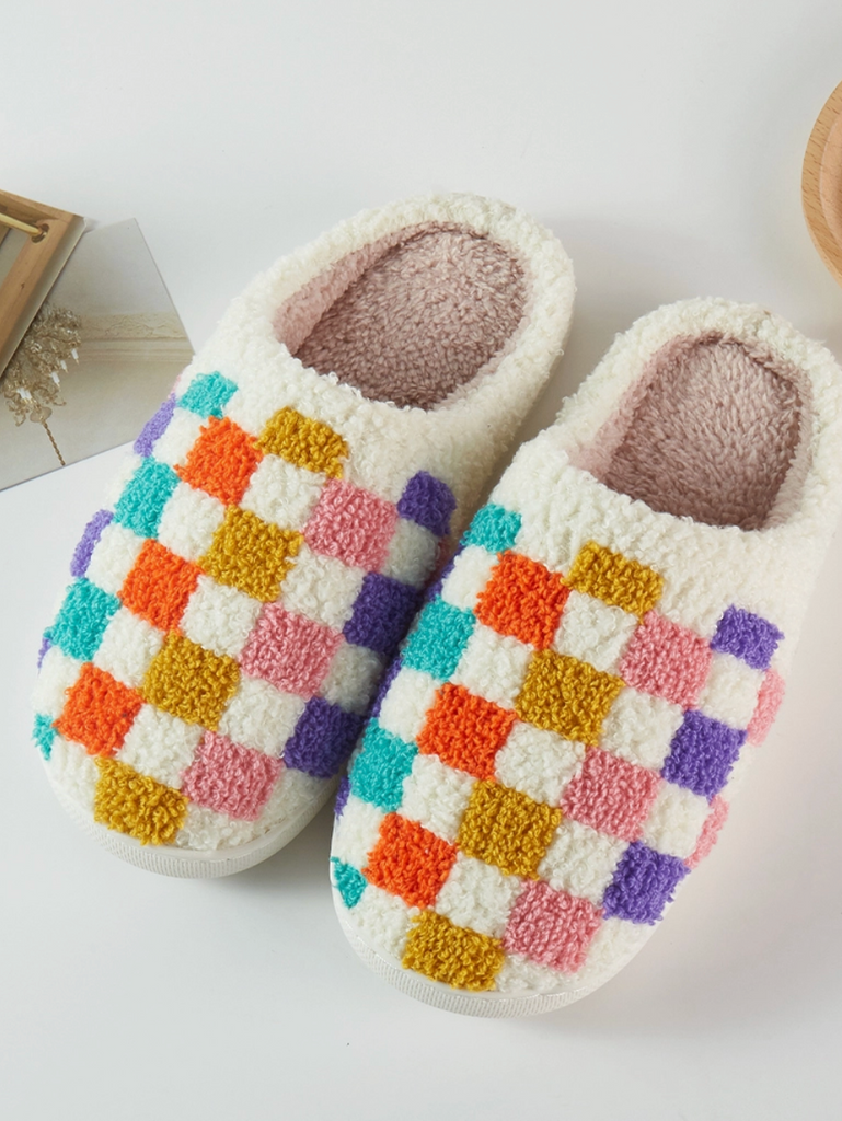 Fashion City Check Print Slippers
