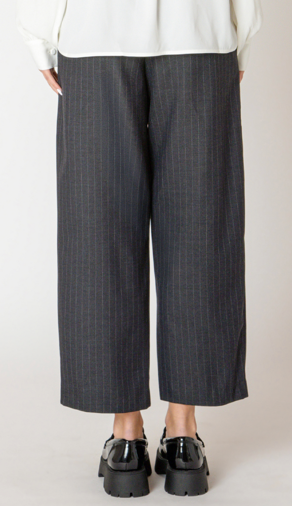 Black Tape Button Hem Pant Charcoal Stripe