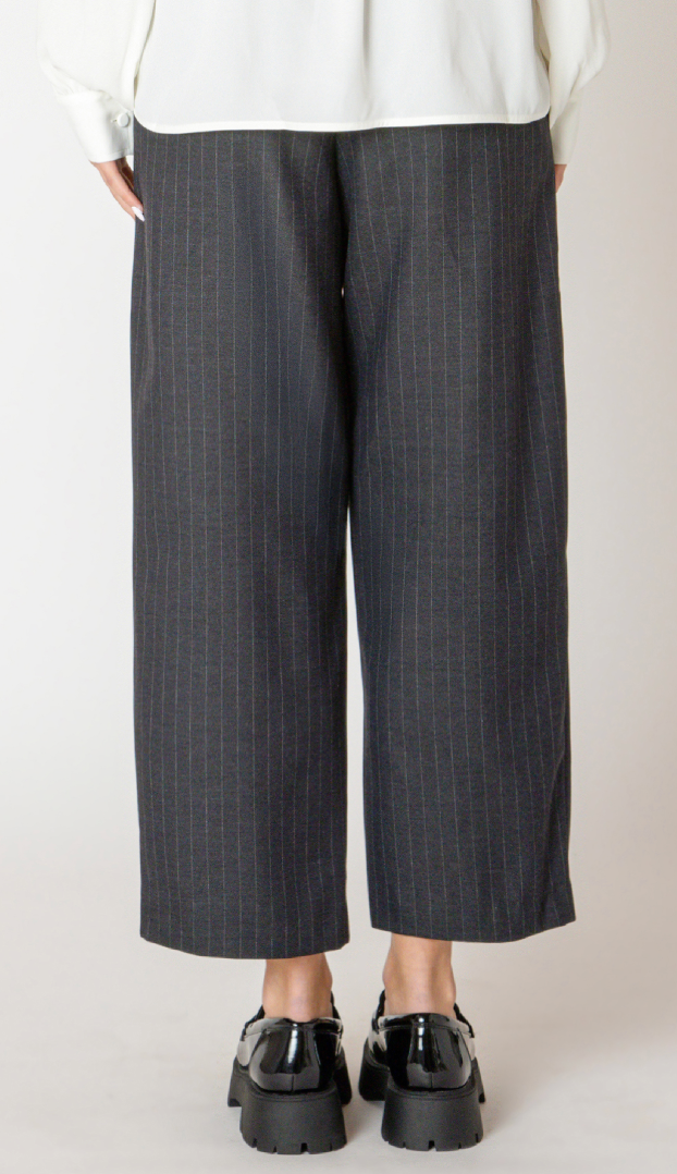 Black Tape Button Hem Pant Charcoal Stripe