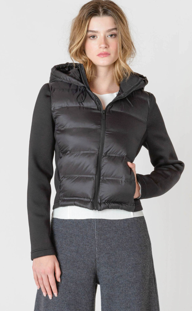 Room 34 Hooded Puffer Jacket In Black