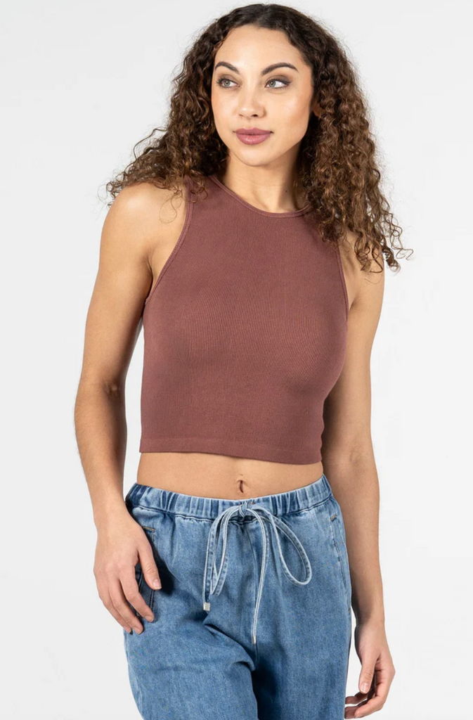 Cest Moi Bamboo Rib Tank Chestnut