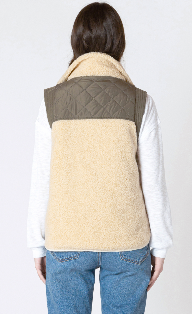 Dex Sherpa Vest Olive Tan