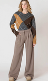 Room 34 Wide Leg Knit Trouser Dark Taupe