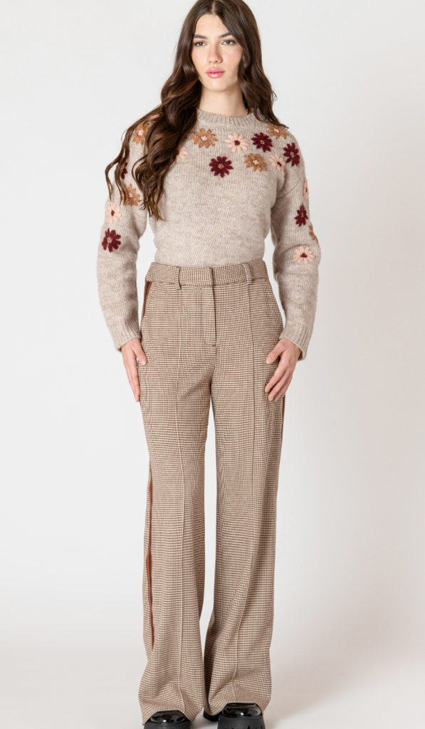 Black Tape Knit Pant Neutral Houndstooth