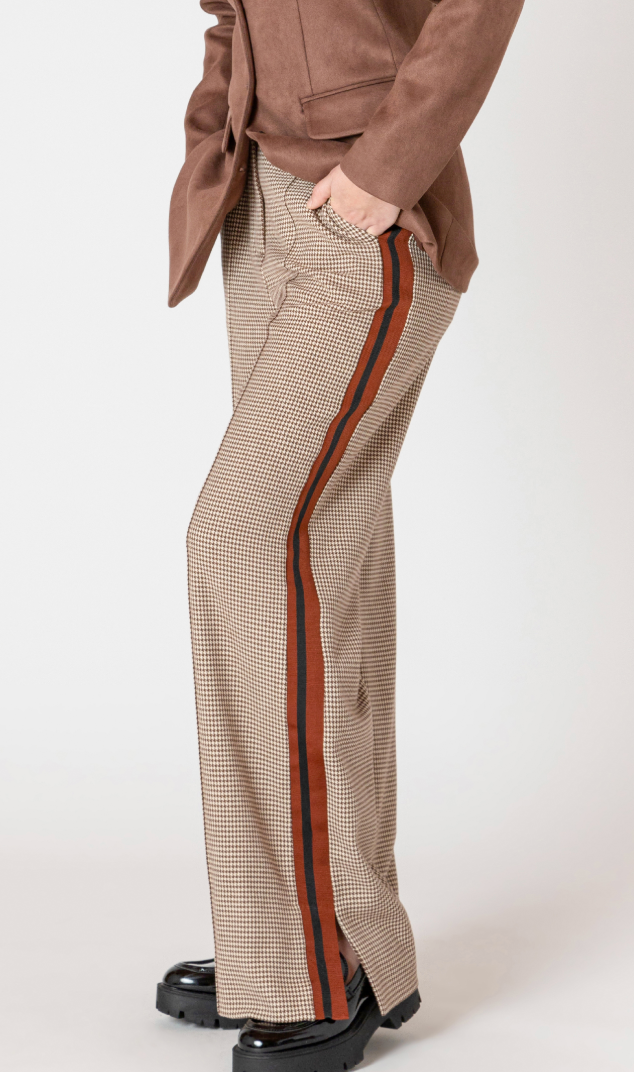 Black Tape Knit Pant Neutral Houndstooth