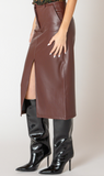Black Tape Faux Leather Midi Skirt Bordeaux