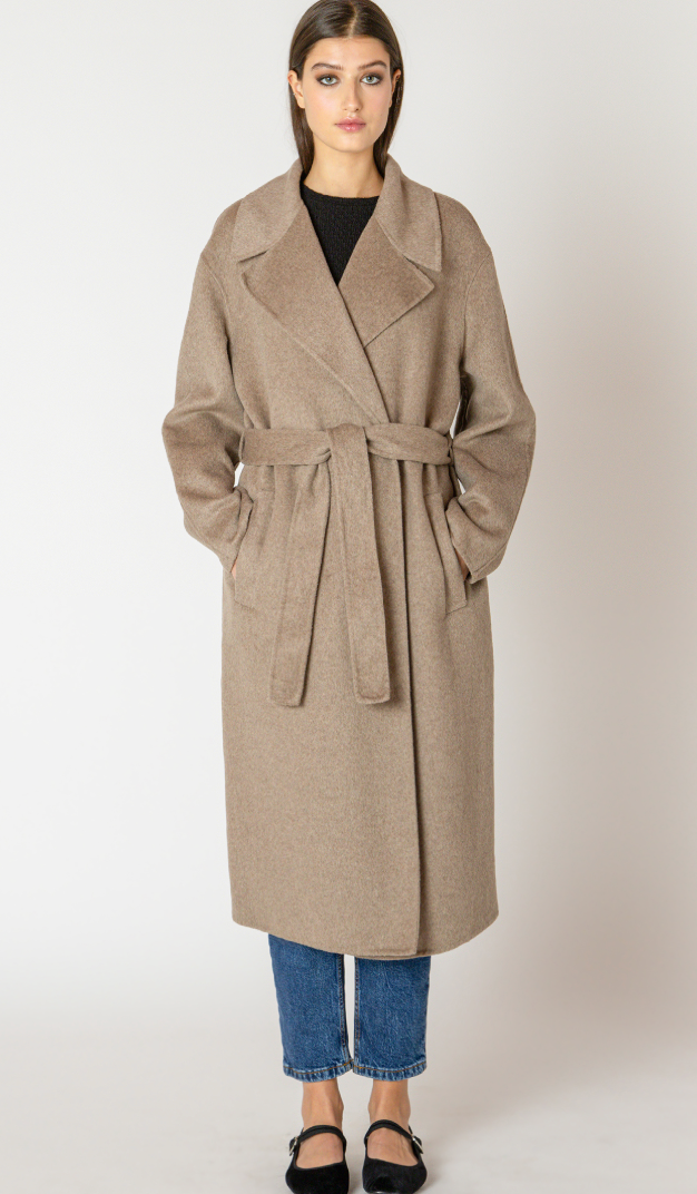 Black Tape Belted Coat Mink