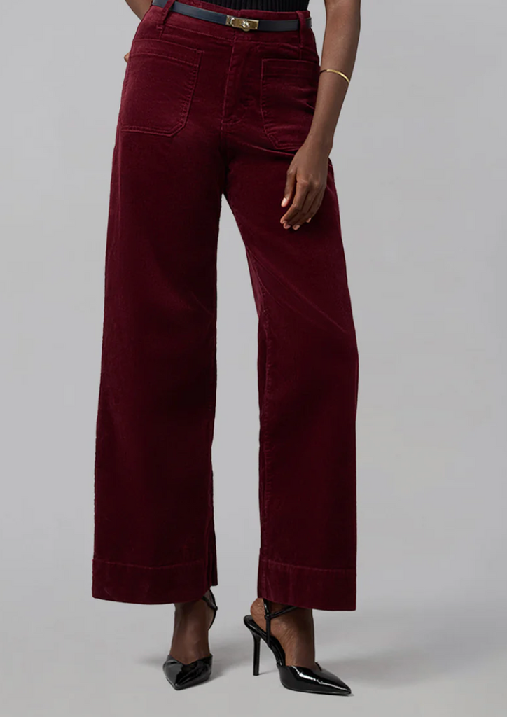 Lola Jeans Colette High Rise Wide Leg Cord Syrah Red