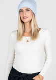 Cest Moi Ribbed Beanie Hat Light Blue