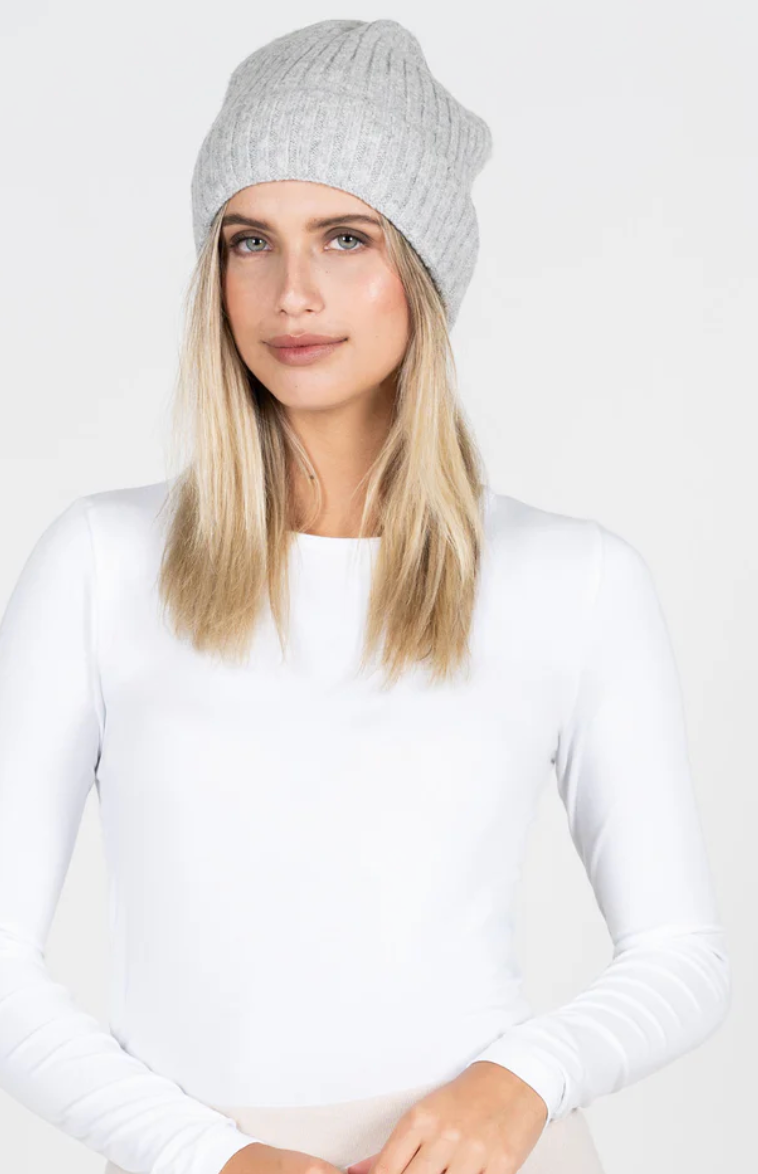 Cest Moi Ribbed Beanie Hat Heather Silver