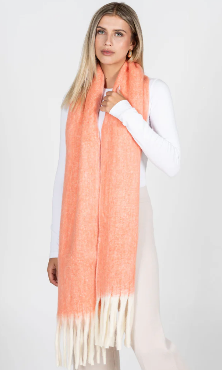 Cest Moi Plush Blanket Scarf Peach