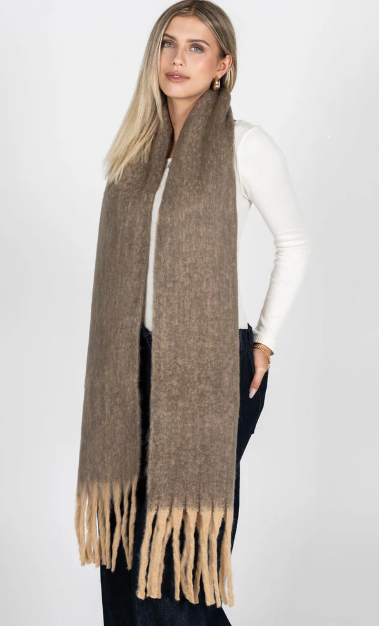 Cest Moi Plush Blanket Scarf Taupe
