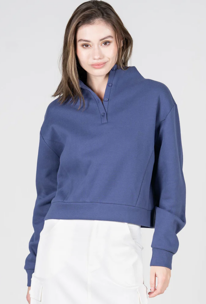 Cest Moi Recycled Poly Cotton Henley Denim