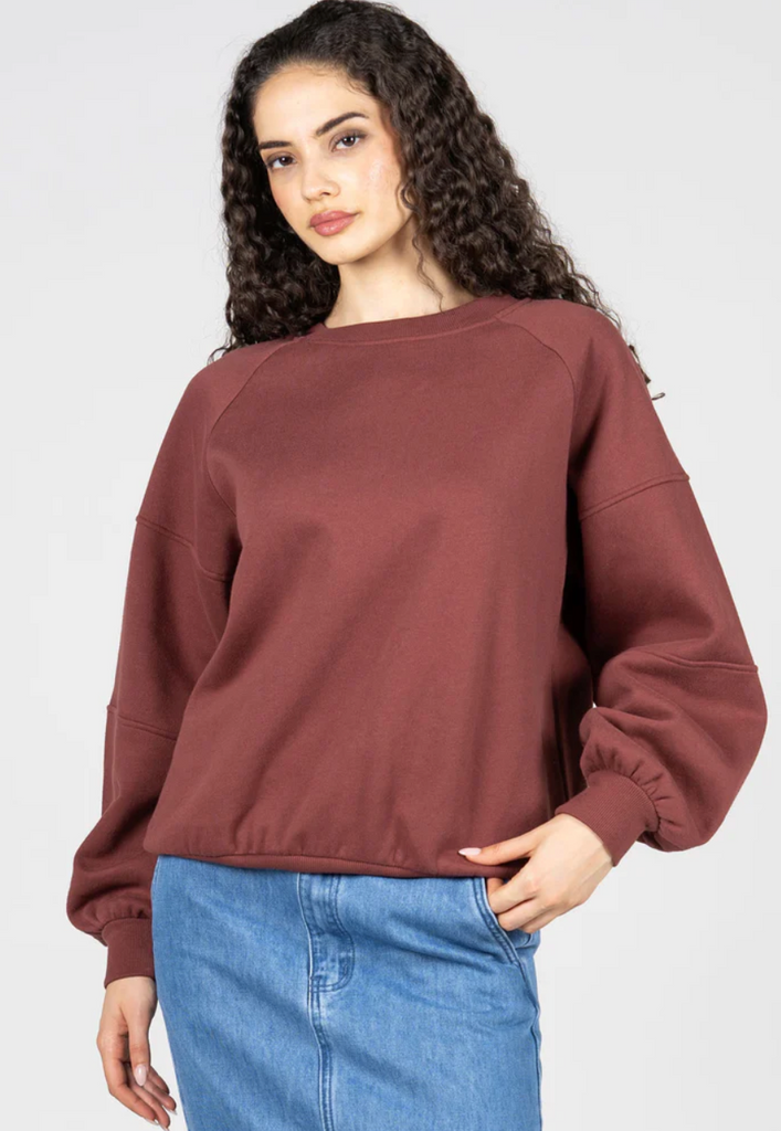 Cest Moi Recycled Poly Cotton Oversized Pullover Brandy