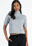 Cest Moi Mock Neck Short Sleeve Sweater Heather Grey