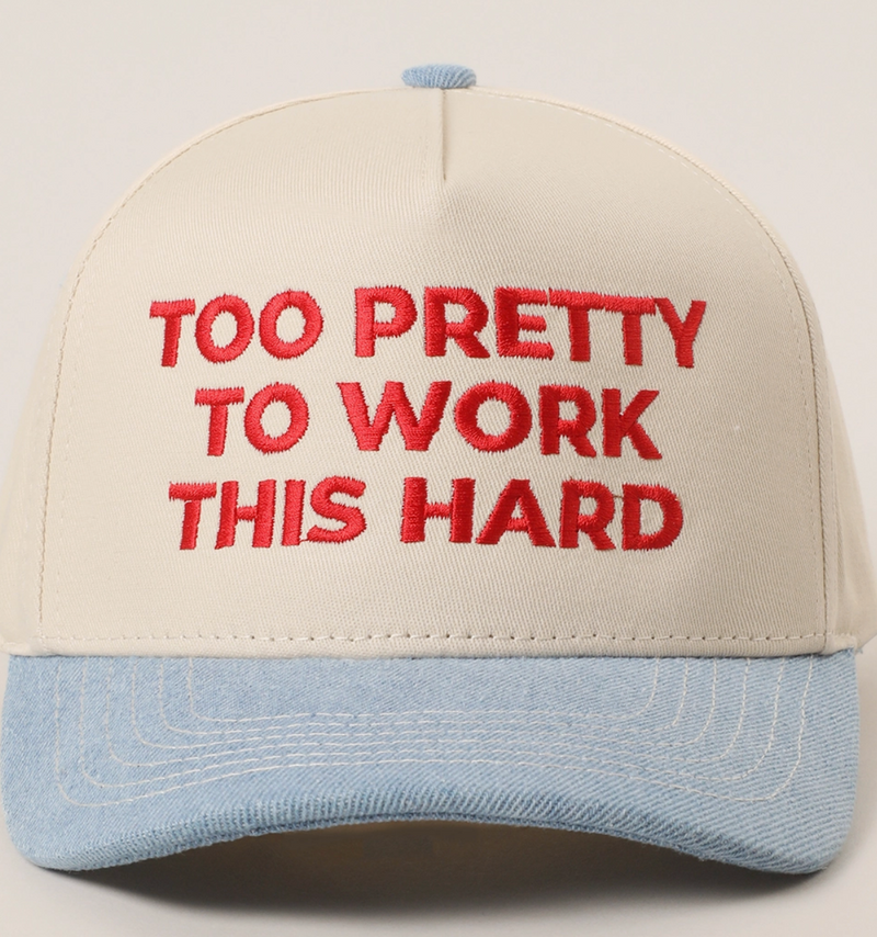 Fashion City Too Pretty To Work Cap Light Denim Red