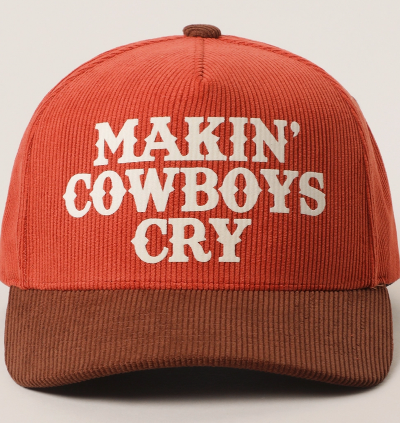 Fashion City Makin' Cowboys Cry Cord Cap Brown Rust