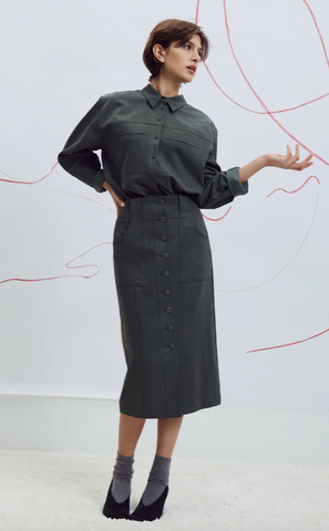 Eve Gravel Sabine Skirt Khaki