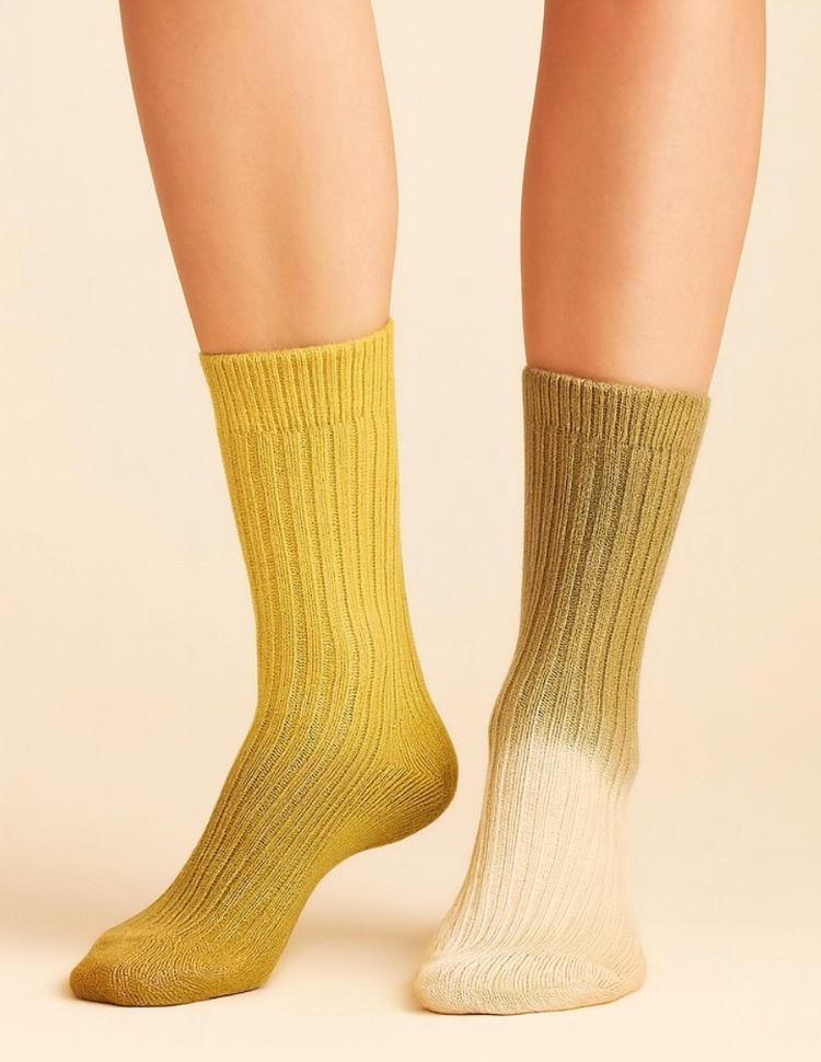 Pika & Bear Garcia Tie Dye Ribbed Socks Kelp