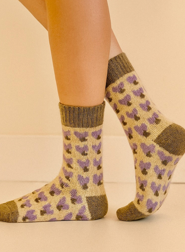 Pika & Bear Kalila Double Heart Socks Cream