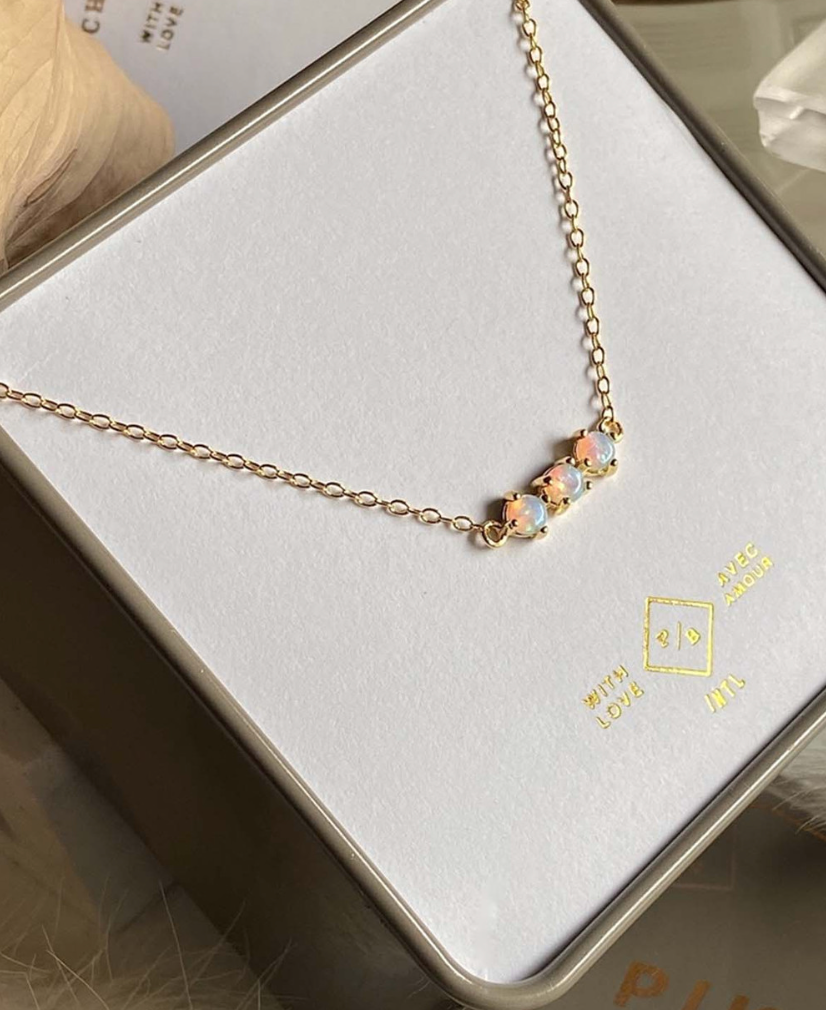 Pika & Bear Three Sisters Opal Necklace Gold
