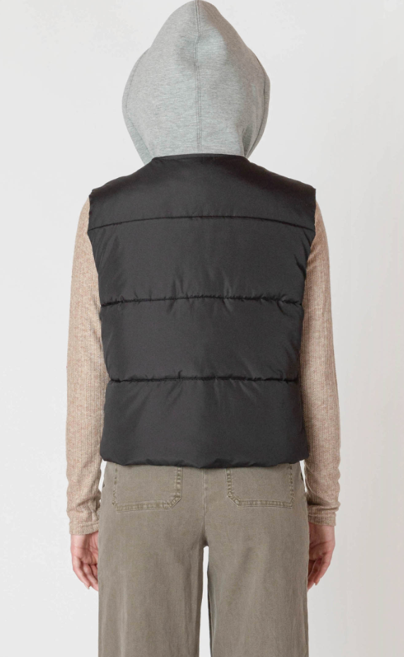 Room 34 Hooded Puffer Vest Black