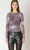Black Tape Mesh Floral Top Mauve