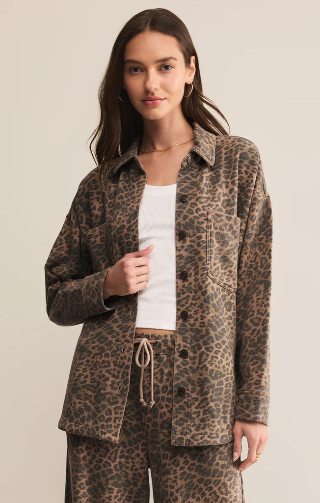 Z Supply All Day Knit Jacket Leopard