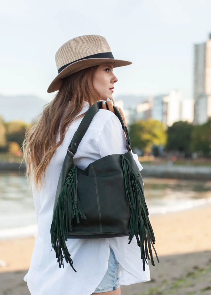 Risa Chloe Fringe Bag Green