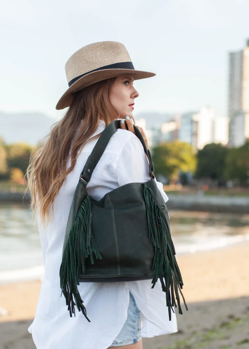 Risa Chloe Fringe Bag Green