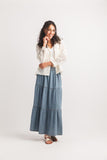 Papillon Tiered Maxi Skirt Denim