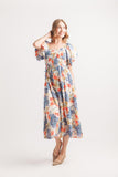 Papillon Floral Midi Dress Blue Print