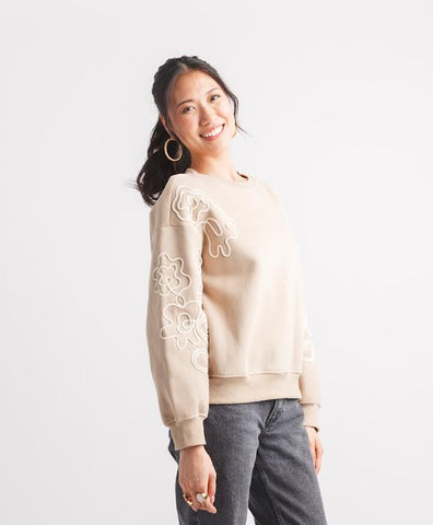 Papillon Tonal Stitch Sweatshirt Beige